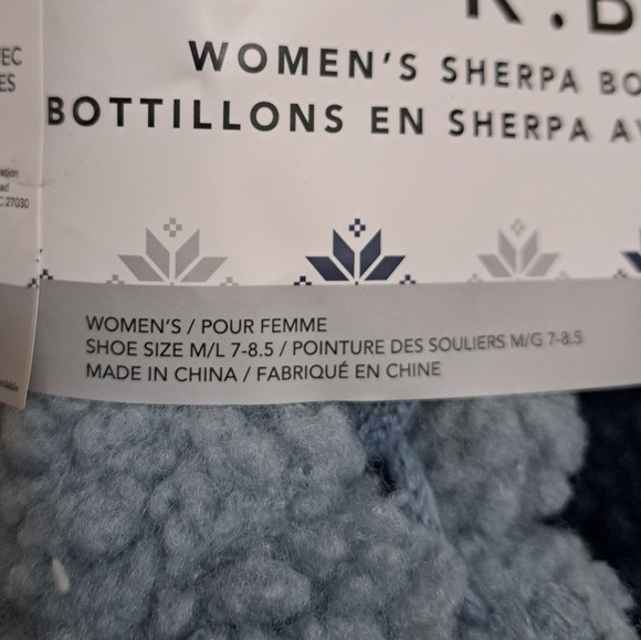 New! K. Bell Cozy Sherpa Booties Women's Slippers Blue Size M/L 7 - 8.5 - Picture 8 of 13